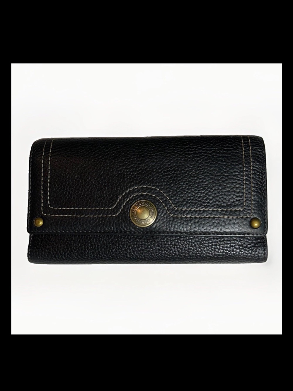 Coach Chelsea Black Pebbled Leather Tri-Fold Wallet/Clutch, 2006 Style: (#10565)